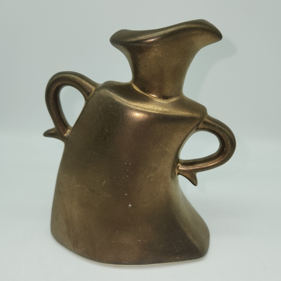 Vintage MCM 60's Michael Lambert signed Metallic Bronze glaze Candle Holder - Picture 3 of 11